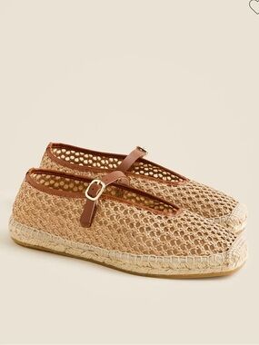 J Crew Made-in-Spain Mary Jane Espadrilles Raffia 9 LIKE NEW